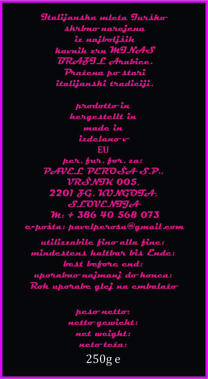 Lusso Mleta Kava – Zadnja stran